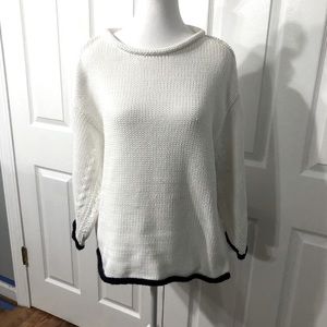 Women’s small chunky white and blue sweater.